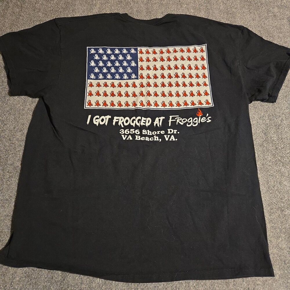 I Got Frogged At Froggies T-Shirt Mens Size XL Black Virginia Beach VA Pullover